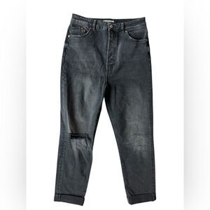 Free People We The Free Black Button Fly Zuri Mom Jeans Womens 31